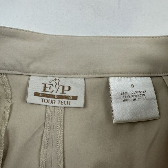 EP Pro Tour Tech Beige Capri Pants Polyester Spandex Golf Stretch Sz 8 - Picture 8 of 10